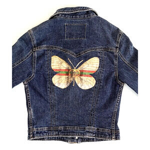 HARD TAIL Blue Denim Button Closure Butterfly Jean Jacket Womens Sz Small USA